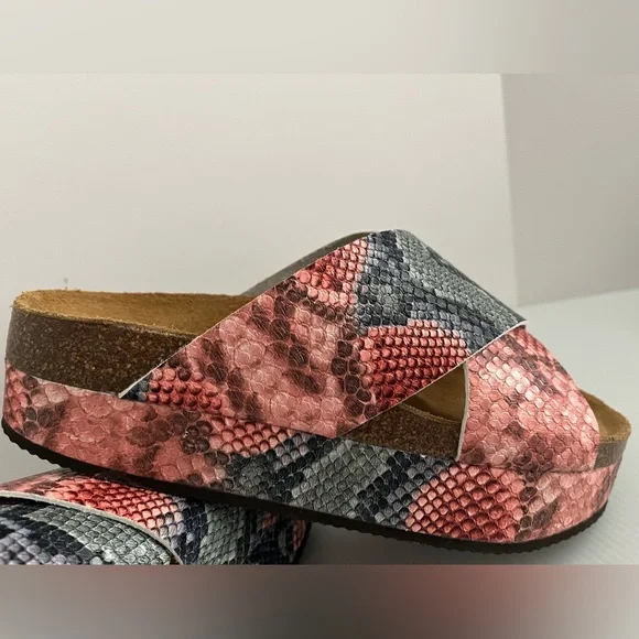 Free People Sidelines Flatform Candy Snake Sandals Size EU 39- NWOT - Picture 11 of 13